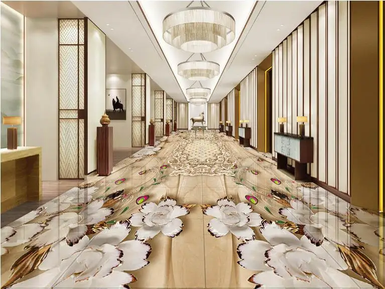 Виниловые 3d обои на заказ цветочный Европейский мраморный узор для гостиной Пол