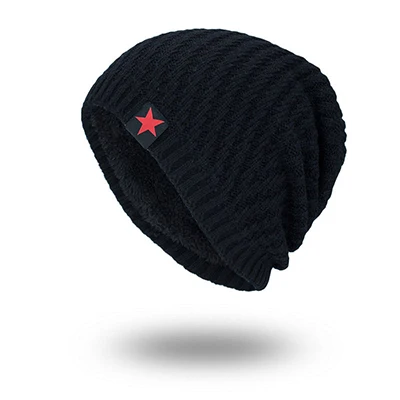 Black Зимние ветрозащитные шапки для пеших прогулок, теплая флисовая вязаная шапка для мужчин и женщин, шапки для лыжного велосипеда и мотоцикла, теплая шерсть, шлем для велоспорта - Цвет: Black