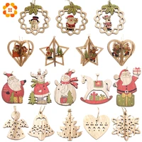 multi style creative wood craft christmas wooden pendants ornaments kids gift diy xmas tree ornament christmas party decorations