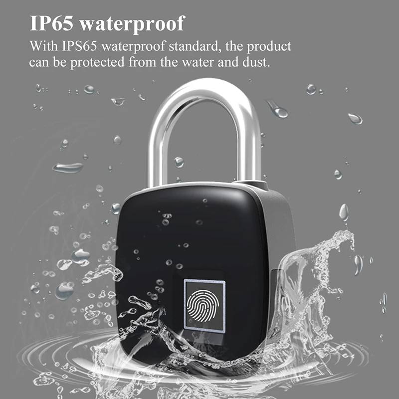 USB Rechargeable Smart Dock Keyless Fingerprint Lock Waterproof Anti-Theft Security Luggage Case Padlock Bluetooth | Безопасность и