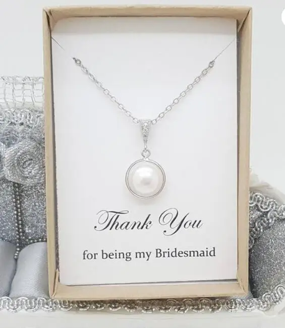 personalize any text wedding bridesmaid round pearl necklace dangles earrings jewelry sets maid of honor proposal gifts | Дом и сад