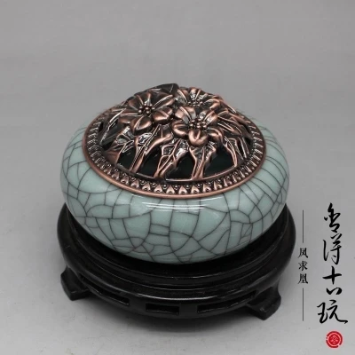 Печь для благовоний Longquan с керамическим целадоном горелка из зеленой бронзы