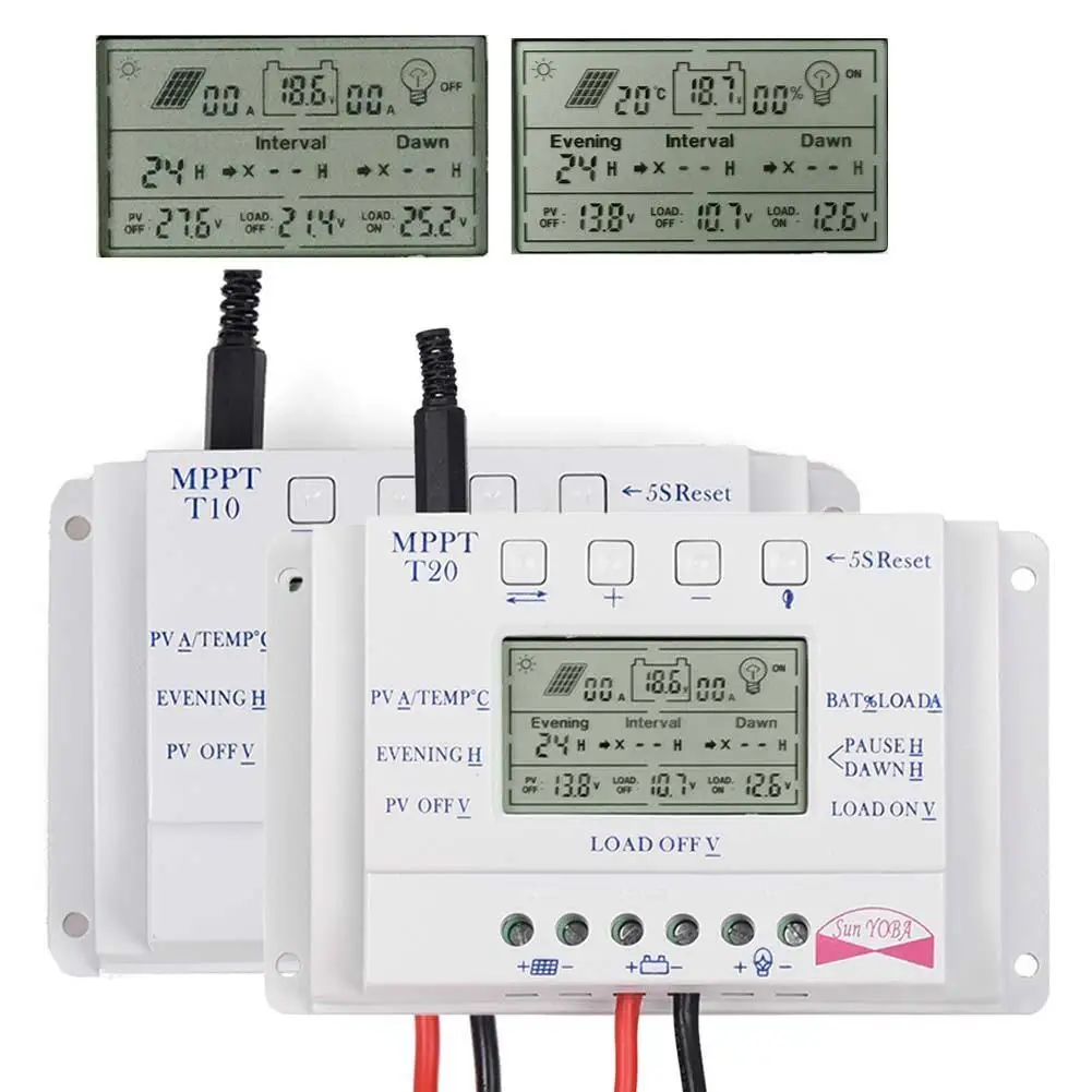 MPPT 10/20/30/40a LCD контроллер заряда на солнечной батарее с трехкратным интервалом 12/24