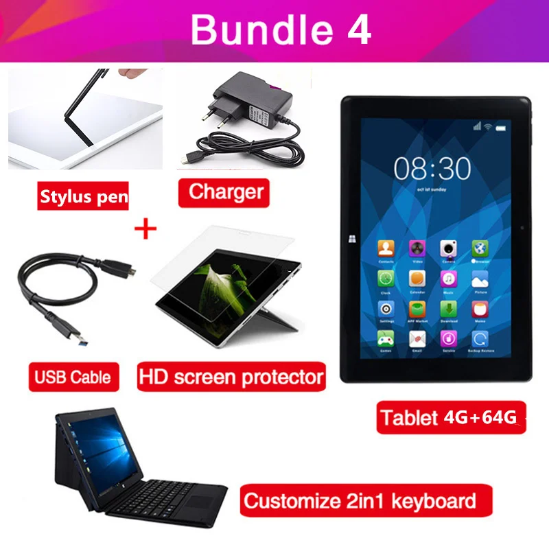 4GB tablet keyboard AIBOULLY 10,1 дюймов Windows планшеты 2 в 1 Android планшетный ПК Cherry Trail Z8350 Windows 10 и Android 5,1 OS 64 Гб rom HDMI 8 9,7'' - Комплект: 4GB tablet keyboard