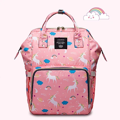 Pink 31x18x39cm Сумка для подгузников, модные сумки для беременных, большая емкость, единорог, детские подгузники Chang, рюкзак для путешествий, дизайнерская сумка для ухода за ребенком - Цвет: Pink 31x18x39cm