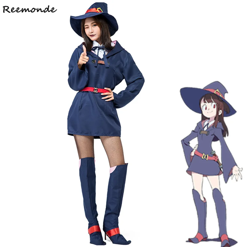Аниме Маленькая ведьма Академия KagariAtsuko Косплей костюмы Akko Kagari платья шляпа