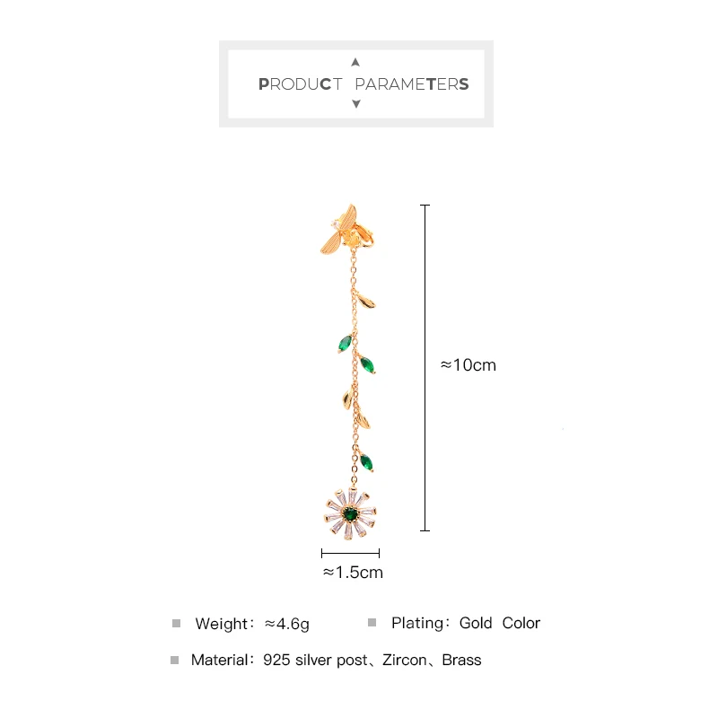 

1 Piece Luxury Zircon Flower Drop Earrings Hypoallergenic Post Metal Tassel For Women Fashion Jewelry Drop Shipping Summer New