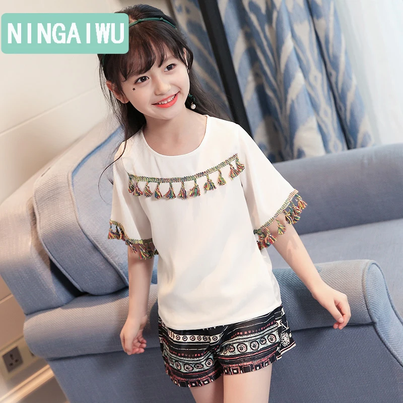 Летняя детская одежда в китайском стиле из двух предметов для девочек детские