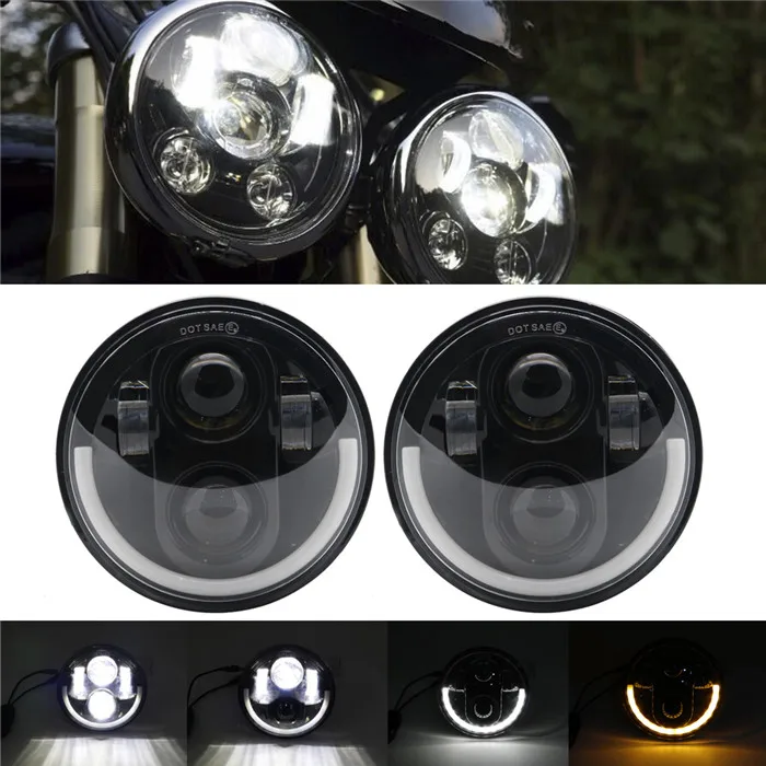 2pcs half halo 5 3/" Корпус мотоцикла ковш кронштейн держатель лампы крепление для Sportster 5,75 дюймов светодиодные фары для Dyna XL883 - Цвет: 2pcs half halo