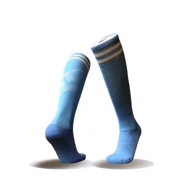 F5 sky blue Футбольные мужские и женские спортивные носки для велоспорта, футбольные носки, утолщенные Носки для бега, баскетбола, командные Длинные махровые носки для мальчиков, футбольные чулки - Цвет: F5 sky blue