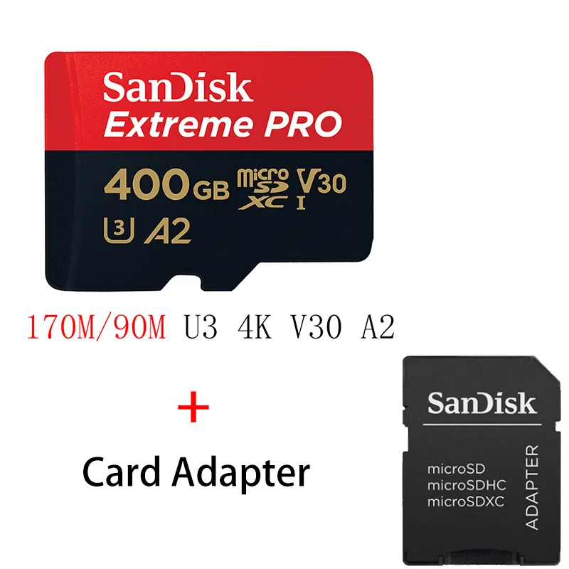 SQXCZ-400G SanDisk Экстремальный Pro Micro SD карта 128 ГБ 32 ГБ 64 Гб 256 Гб 400 Гб U3 4 K карта памяти 32 64 128 ГБ Флэш-карта SD/TF MicroSD для телефона - Емкость: SQXCZ-400G