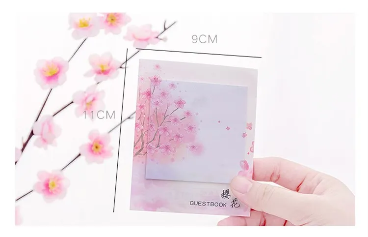 Милый Kawaii Flower Blossoms блокнот креативный клейкая бумага для заметок, Канцтовары наклейка планировщик s блокноты офисные школьные принадлежности