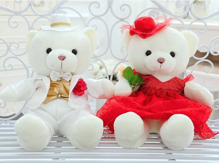 Белые костюмы и красная роза платье игрушки &quotмедведи&quot 60 см куклы свадебный