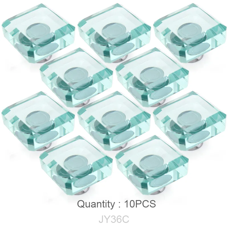 Quantity 10PCS Квадратная K9 Хрустальная стеклянная ручка кухонный шкаф мебель дверная ручка комод шкаф и выдвижной ящик прозрачное качество - Цвет: Quantity 10PCS
