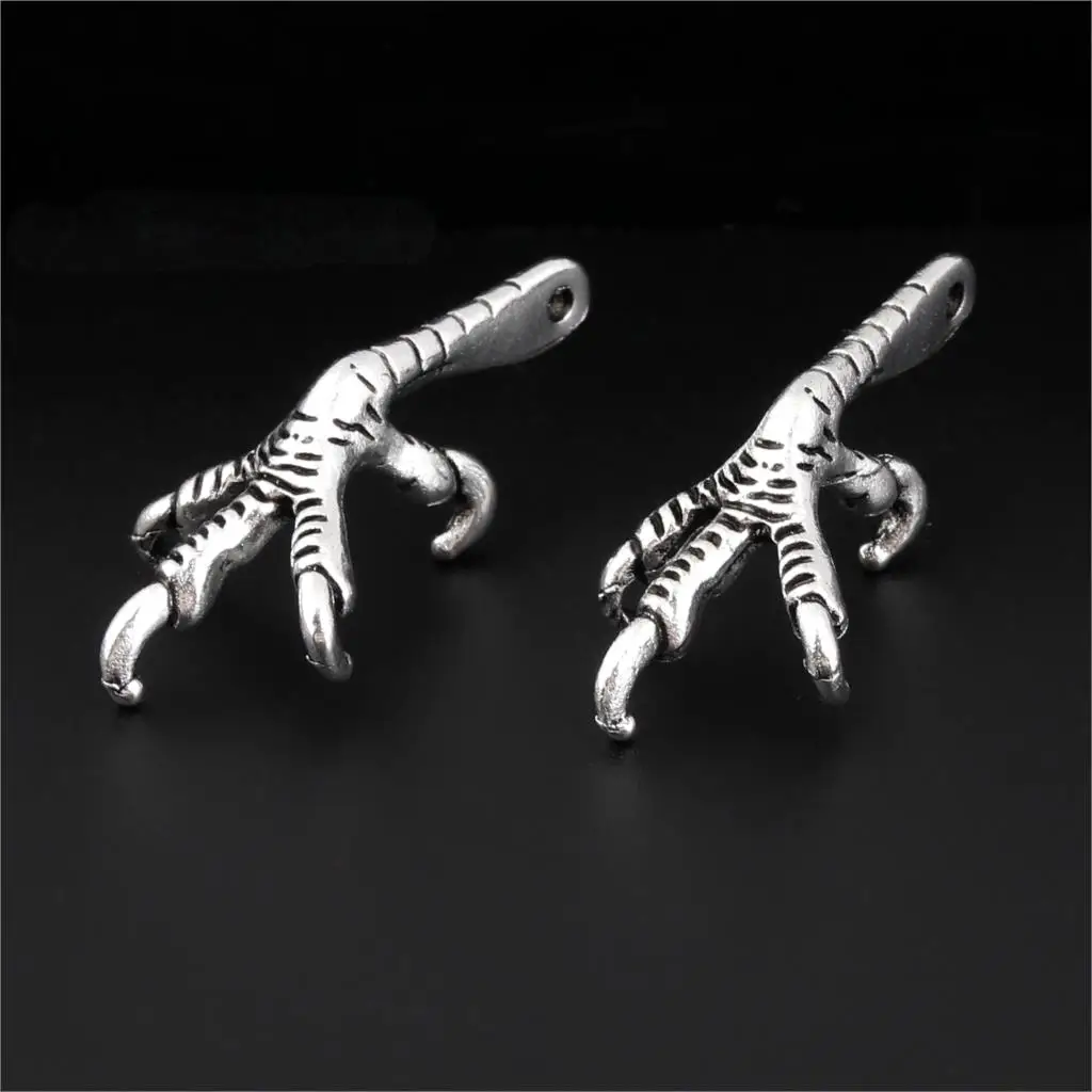 

10Pcs Silver Color Eagle Claw Charms Animal Paw Pendant Making Metal Choke Necklaces Handmade Jewelry Supplied 33X16mm A3295