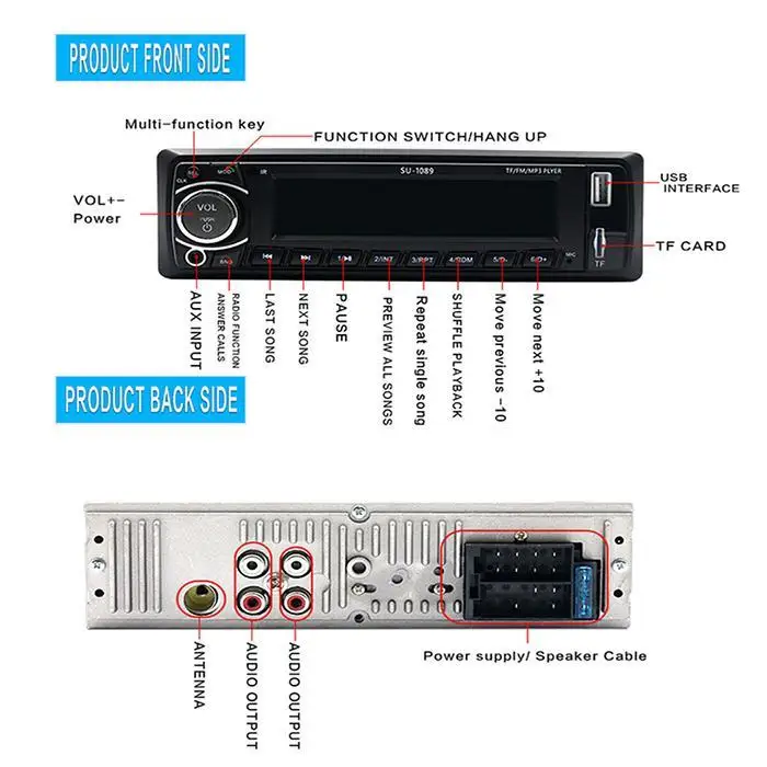 ЖК-цифровой дисплей Автомобильный Радио Bluetooth MP3 87 5 M-108 M USB 2 0 плеер WMA WAV