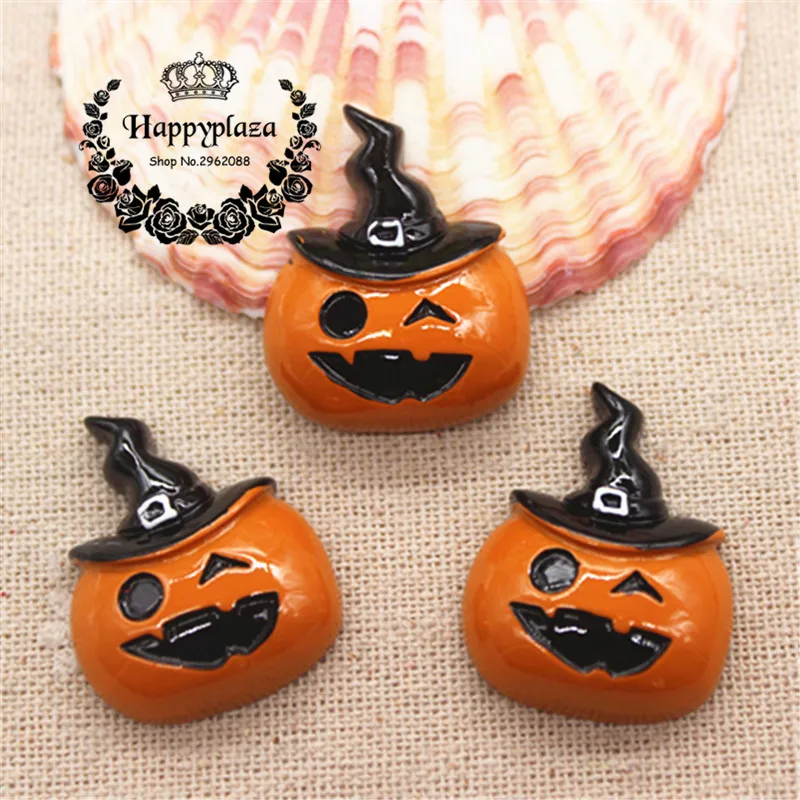 

10pcs Resin Halloween New Pumpkin Flatback Cabochon Miniature Art Supply Decoration Charm Craft DIY,24*29m