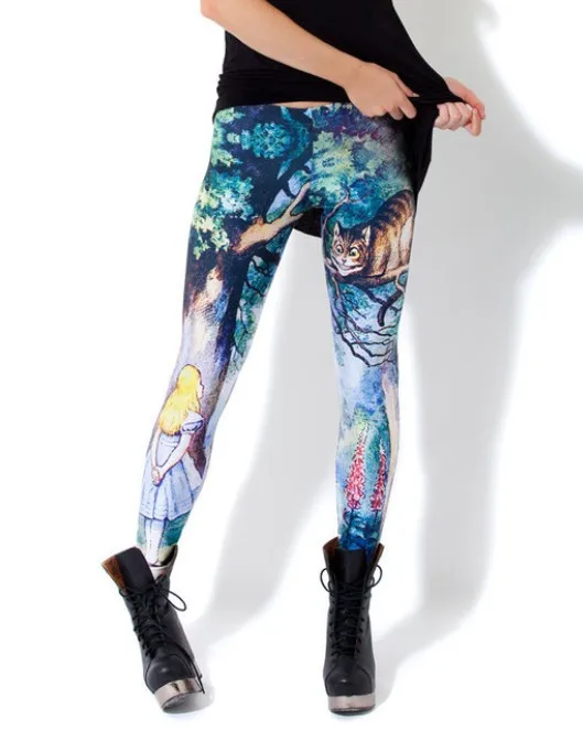 Женские леггинсы Чеширского Кота костюмы Алисы в стране чудес штаны из спандекса