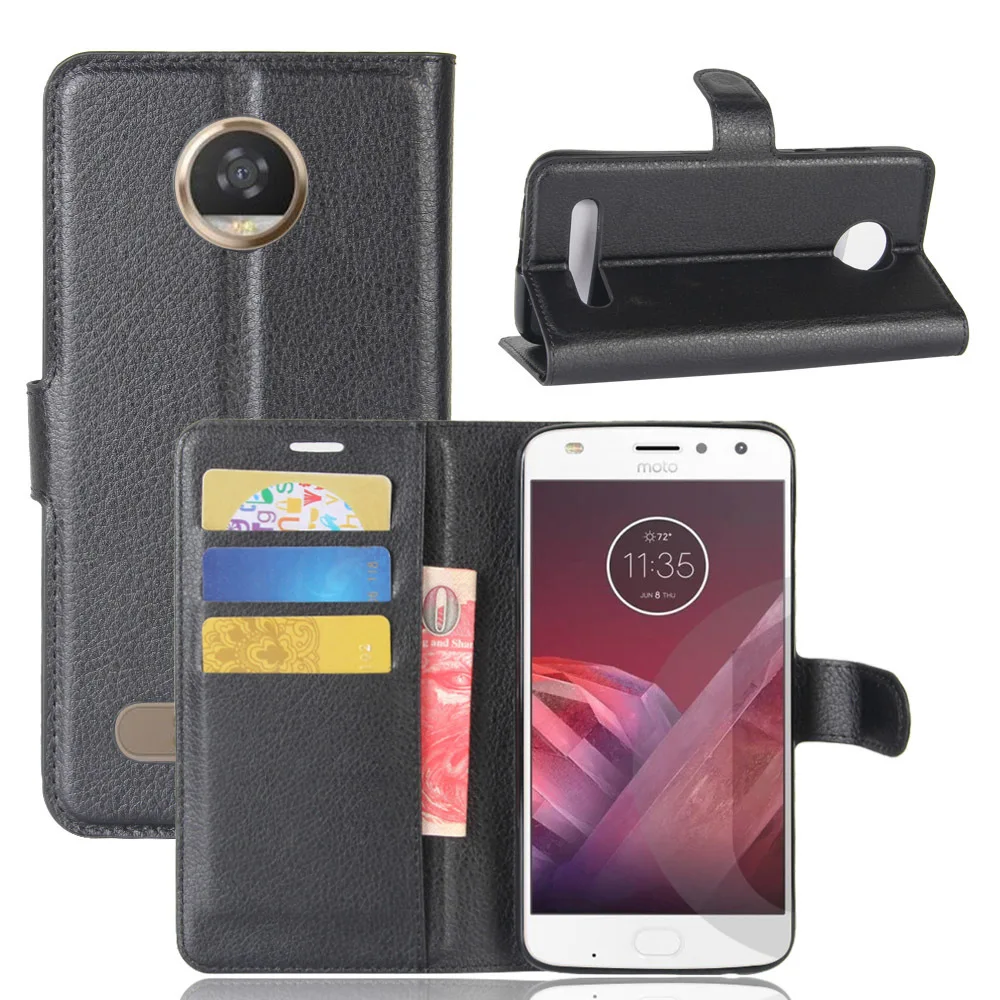 Для Motorola Moto Z2 Играть чехол Флип Роскошный кошелек из искусственной кожи ТПУ