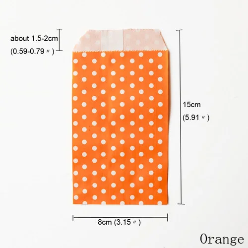 25pcs orange 25 шт цветные точки горошек бумажные сумки для подарков вечерние сумка для угощений Бумажные Подарочные Сумки Свадебная сумка для конфет подарки принадлежности для рождения детей - Цвет: 25pcs orange