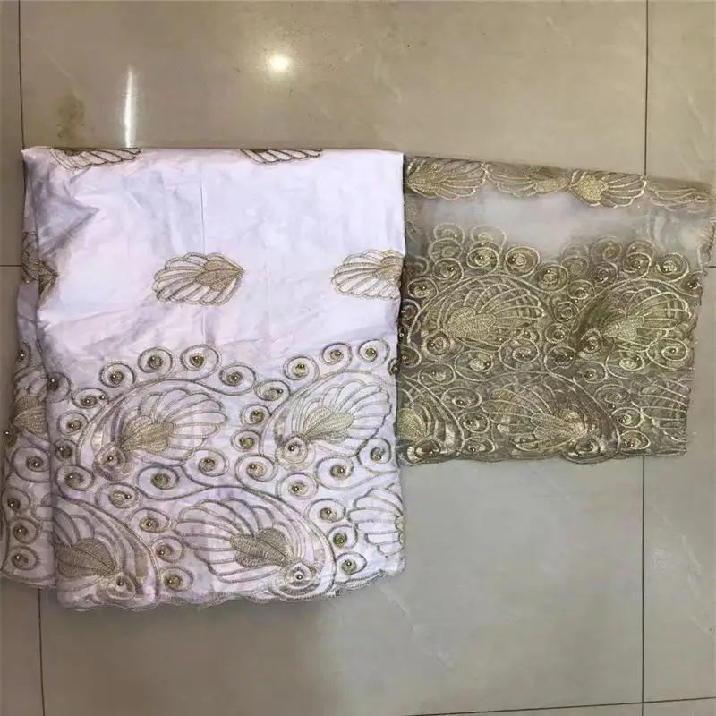 2017 New France BAZIN riche getzner fabric with Embroidery african lace Fabric 5+2yards free shipping Nigeria | Дом и сад