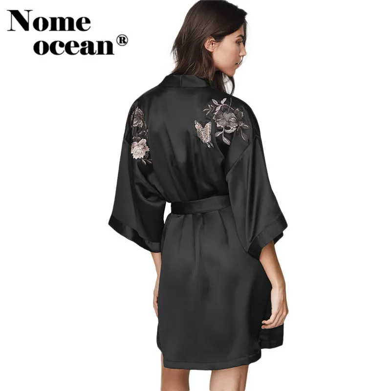 Кимоно с цветочной вышивкой блузки поясом на талии средней длины женские рубашки