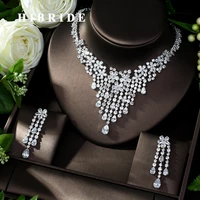 hibride 2019 white color jewelry set with aaa cubic zirconia new flower design woman 2pcs necklace sets ensemble de bijoux n 997