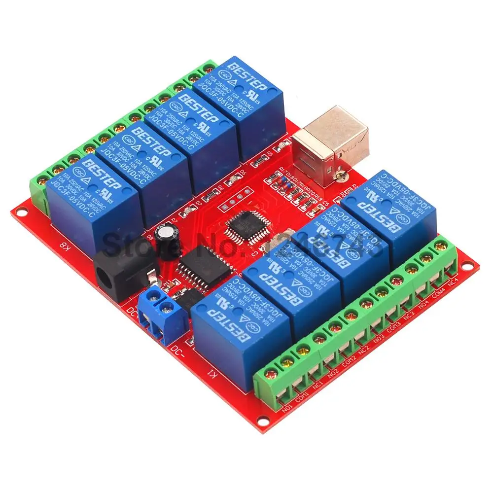 Релейный модуль компьютера 5 В 12 24 8 каналов USB переключатель управления