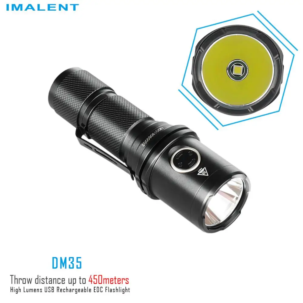 Imalent DM35 перезаряжаемый фонарик CREE XHP35 HI LED max 2000 lumen луч thorw 450 метров факел с