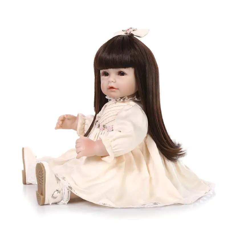 

Lovely princess girl dolls can sit stand brown long hair realistic doll reborn girls toys bebe birthday gift bonecas