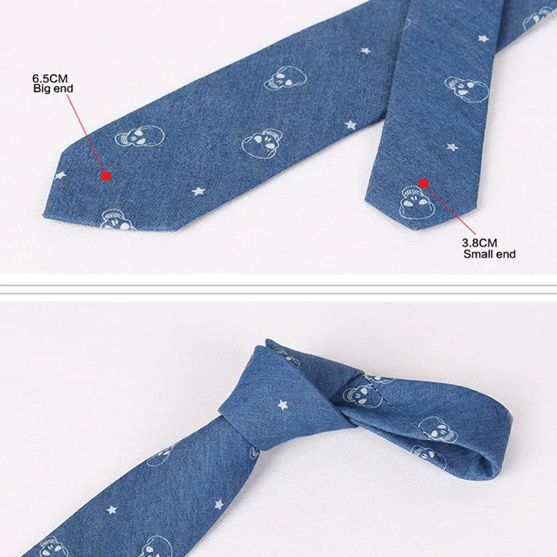 100% хлопок мужской галстук в стиле ретро Модный джинсовый принт 6 5 см обтягивающий
