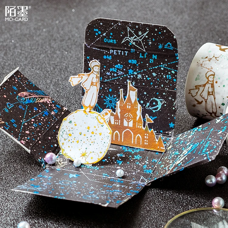 Декоративная клейкая лента Night Stars Little Prince с двойным золотом Маскировочная Васи