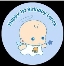 Синие наклейки или бирка на день рождения детей наклейка с милым ангелом