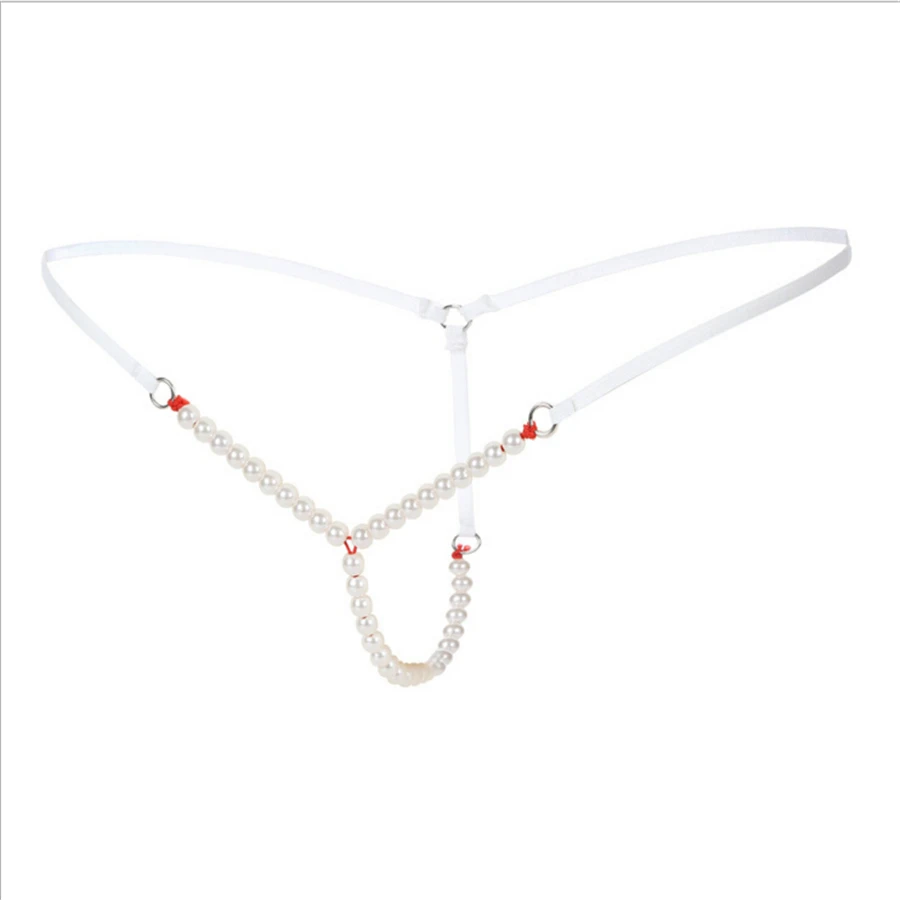 Большие размеры сексуальные стринги с жемчугом мини микро женское нижнее белье