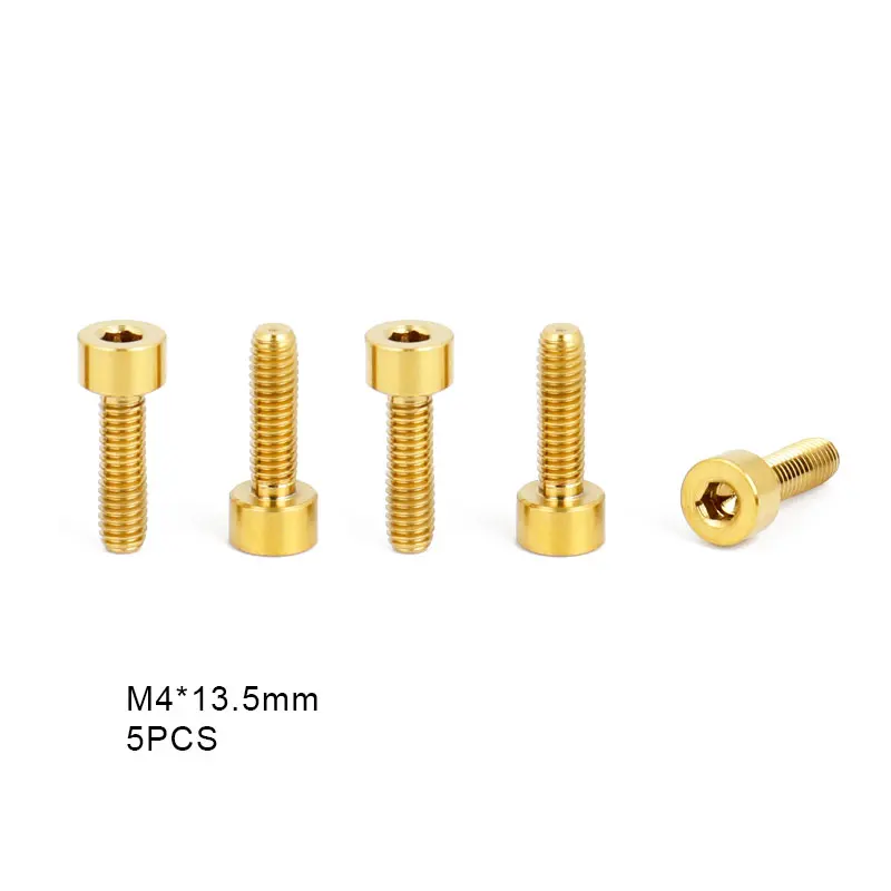 Golden 4X13.5 5PCS Deemount 5 шт./лот велосипедный кабель переключения болты M4* 13,5 M4* 20 титановый болт для переключения передач кабельной линии крепления Ti TC4 винты Hex H - Цвет: Golden 4X13.5 5PCS