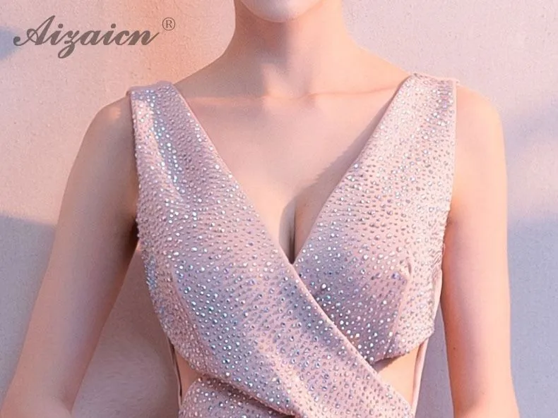 Pink Elegant Mermaid Evening Dresses Women Chinese Dress Qipao Oriental Style Party Gown Sexy Cheongsam Modern Split Costume