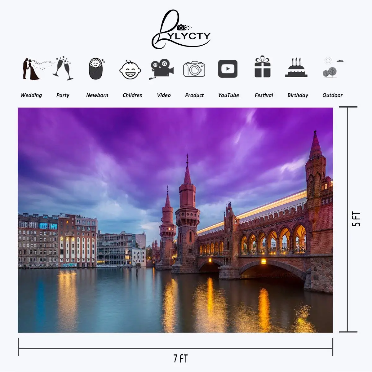 150x210 см фон для фотографирования с изображением раннего утреннего города