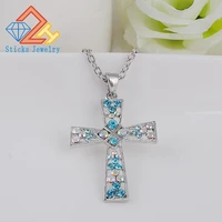cross pendant necklace bohemian style cutout diamond studded clavicle chain jewelry gift for women