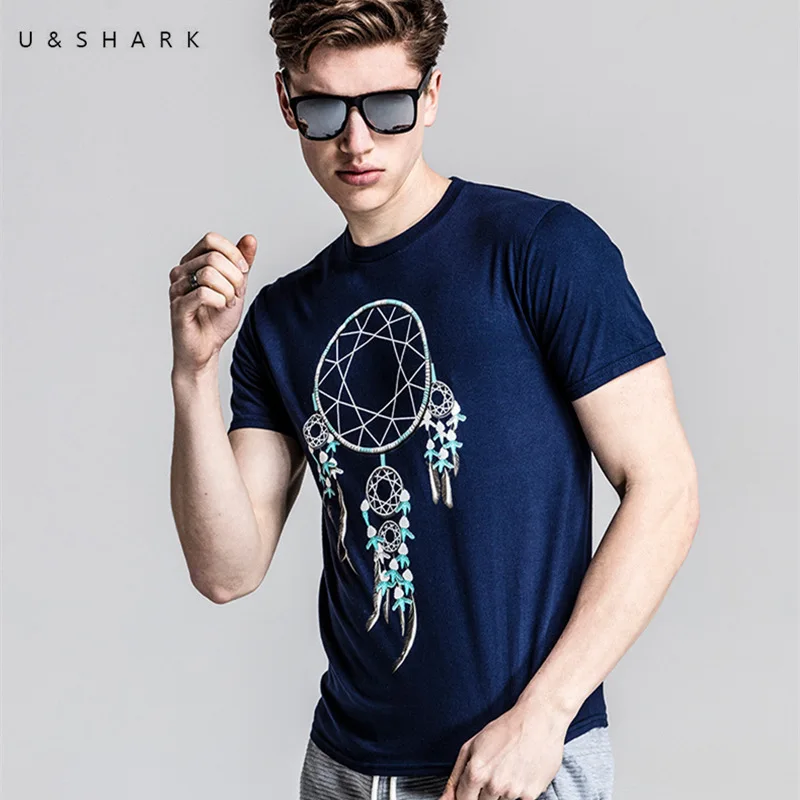 U & SHARK 2018 летняя футболка мужская брендовая одежда из 100% хлопка мужские модные