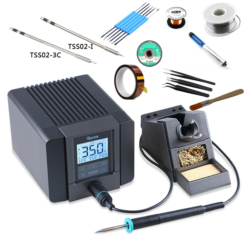 

Original QUICK TS1200A 120W Anti-static Lead-free Soldering Station Electric Soldering Iron Tool Set Rapid Heating + TSS02 Tip