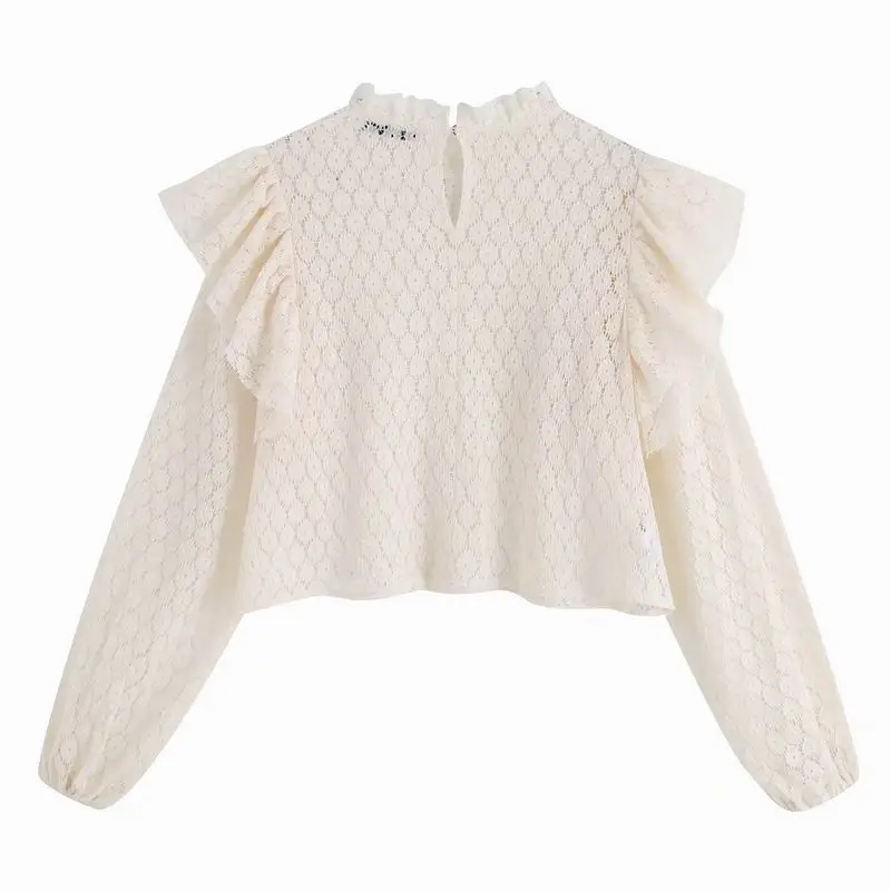Женская блузка лето 2019 новая мода открытая кружевная рубашка с длинным рукавом и