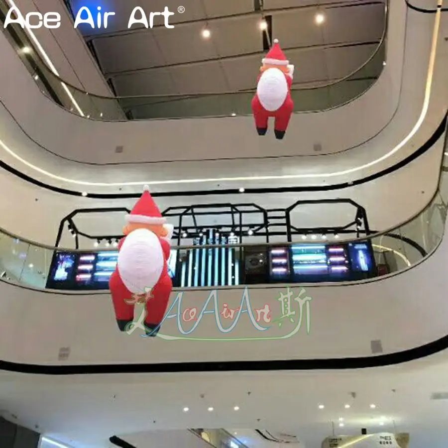 

Advertising Christmas inflatable decorations,inflatable Climbing Santa Claus with white Gift bag for market