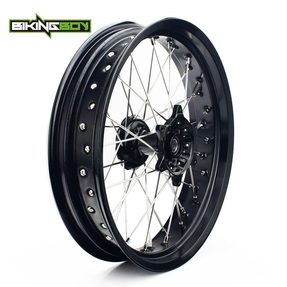 Front Black BIKINGBOY 1" Supermoto для Suzuki DRZ 400 SM 2005- DRZ 400 00-04 DRZ400S 00-17 DRZ400E 00-07 Передние Задние Колеса Диски ступицы - Цвет: Front Black