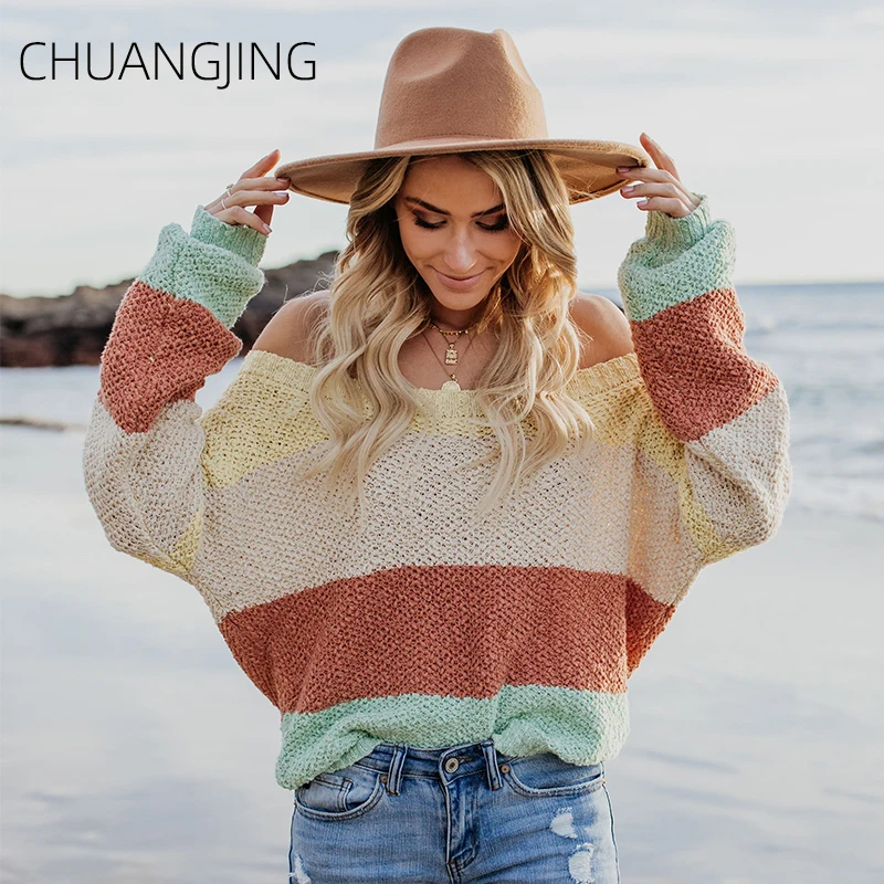 Casual Autumn Winter Knitted Pullover Sweater Women O-neck Long Sleeve Solid Patchwork Plus Size Female Fashion | Женская одежда