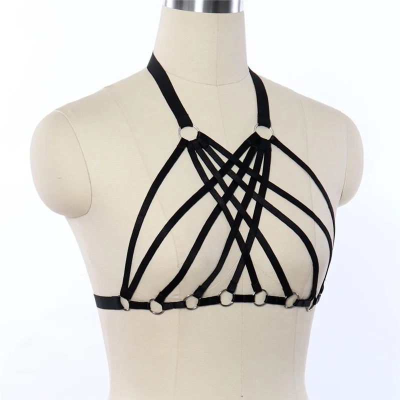Женский бюстгальтер с открытой грудью черный готический укороченный топ в стиле