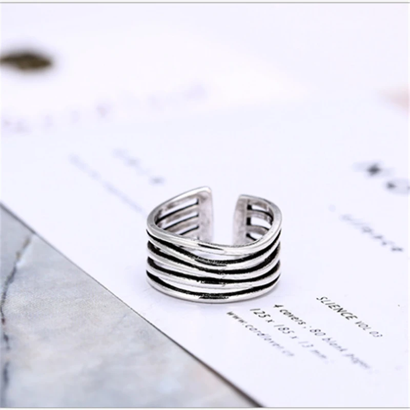 Anel Masculino кольцо 925 пробы кольцо для неправильной линии Дизайн Винтаж тайский Ювелирные изделия открытый для любимого лучший подарок