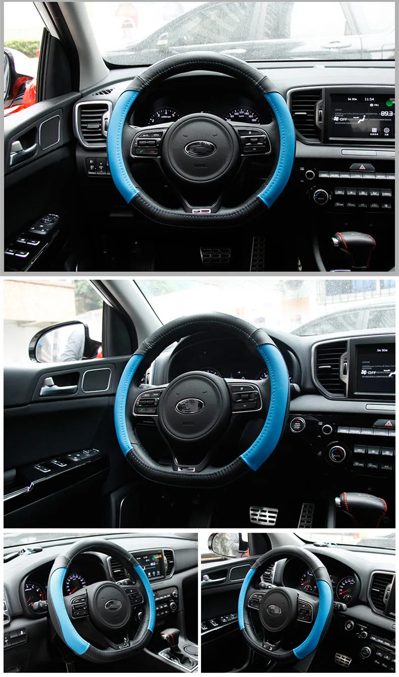 Для kia sportage 3 автомобильный кожаный чехол на руль, кожаный сшитый вручную чехол на руль, автомобильные аксессуары