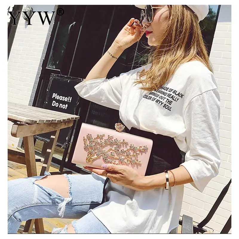 

YYW Vintage Gold Women Evening Bag Party Banquet Rhinestone Bags 2019 Luxury Purse Bolsas Mujer Clutches Wedding Crossbody Bag