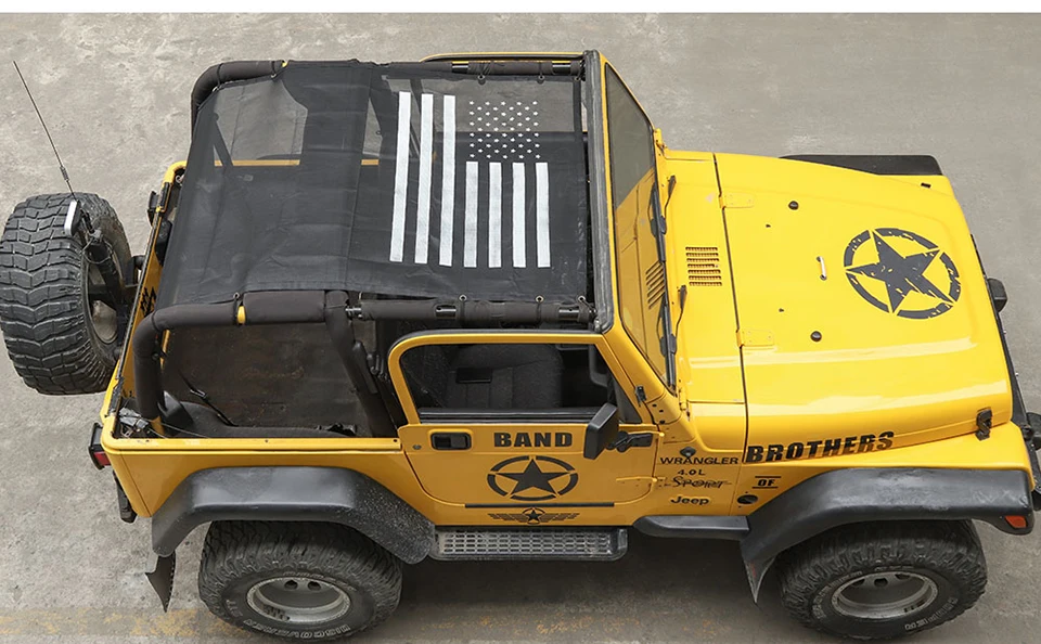 BAWA автомобильный чехол для Jeep Wrangler TJ 1997-2006 ПВХ солнцезащитный козырек на крыше сетка УФ Защита аксессуары для Wrangler tj 4 двери