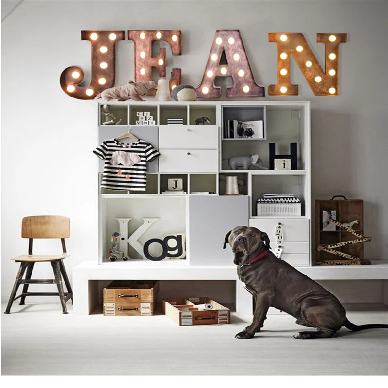 Фумат винтажные буквы лампы Лофт промышленный логотип Настенный бра Железный